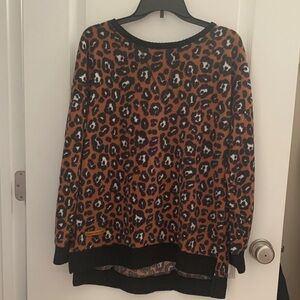 Simply Southern Leopard Print Sweater - Black and Brown